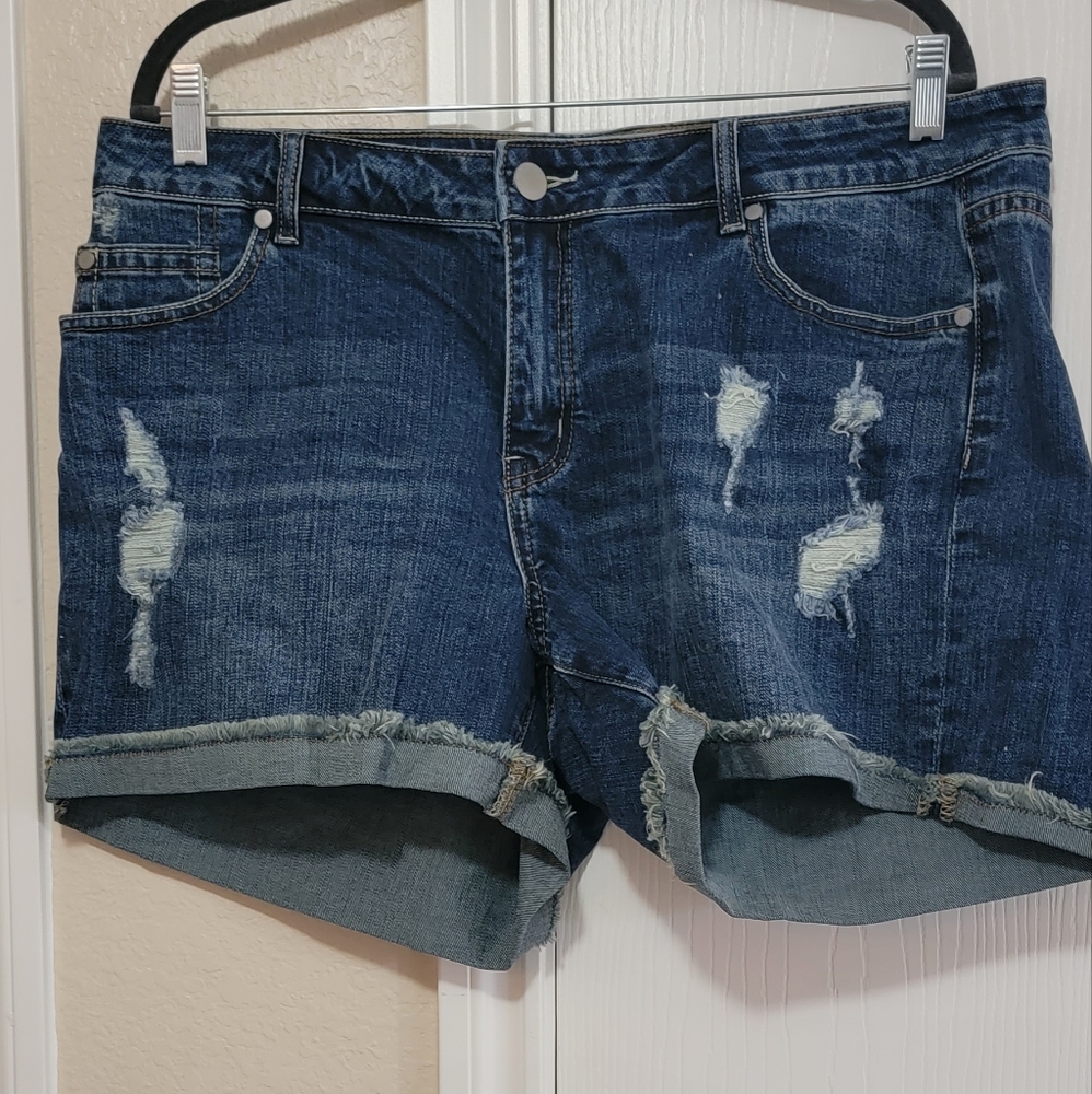K JORDAN DESTRUCTED RIPPED DENIM SHORT SHORTS